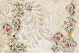 Фотообои/фрески 3D Эффект арт 30744 Керамические цветы