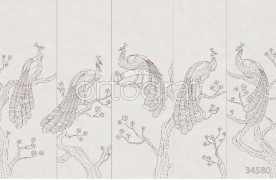 Фотообои/фрески 34580 Linear peacocks