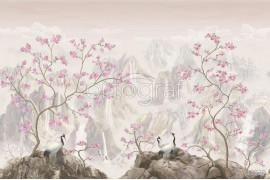 Фотообои/фрески 33929 Mountain peaks pink