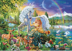 Фотообои/фрески 6265 Princess and Unicorn twilight RB