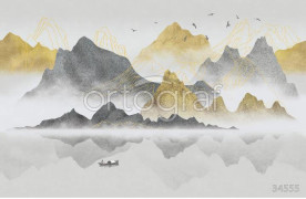 Фотообои/фрески 34555 Gold and grey mountains