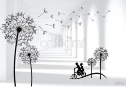 Фотообои/фрески 3D Эффект арт 33541 Одуванчики